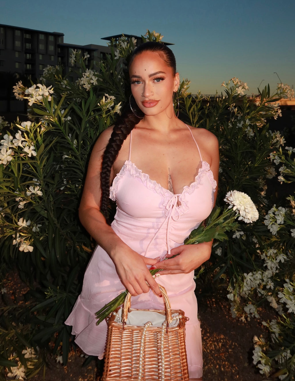 Pretty in pink ruffled mini dress