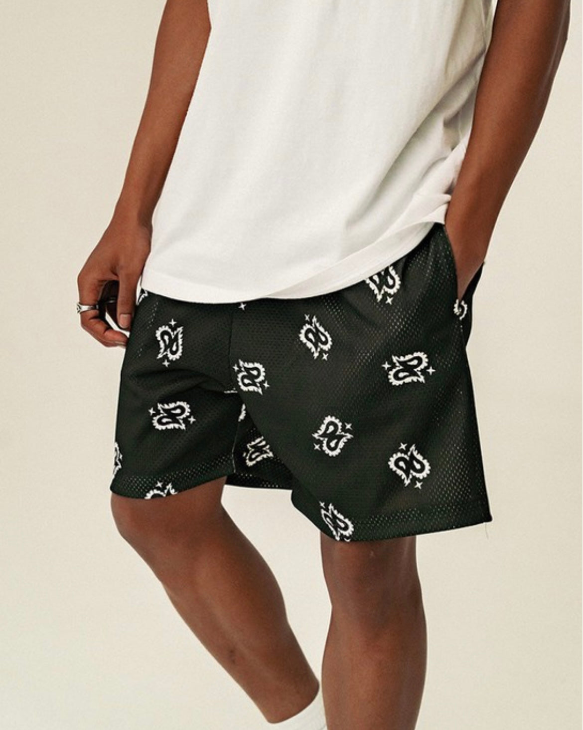 Black paisley basketball shorts (LIMITED STOCK)