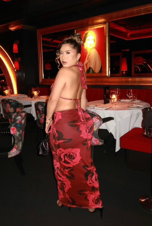 Floral print maxi skirt set